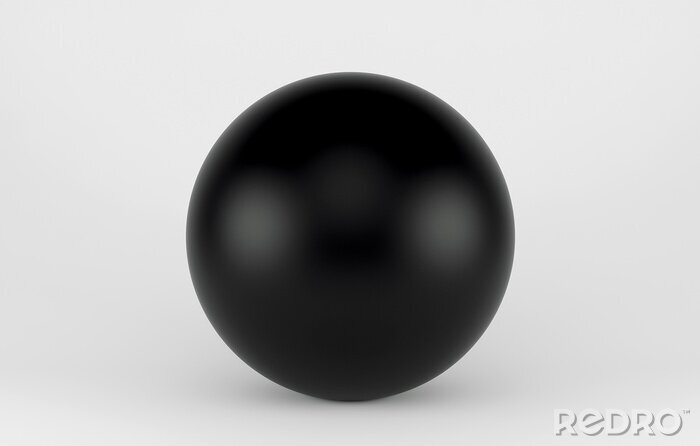 Papier peint  Boule noire sur fond blanc
