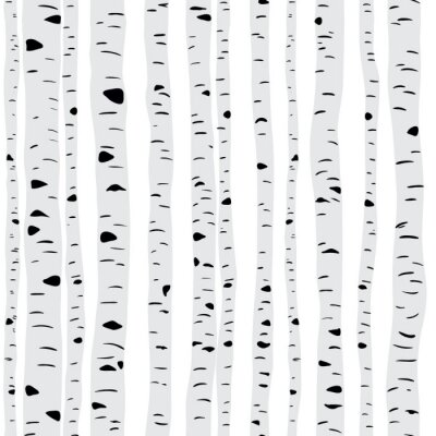 Papier peint à motif  Bouleaux élancés sur fond clair