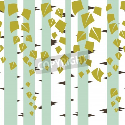 Papier peint  Bouleaux graphiques abstraits