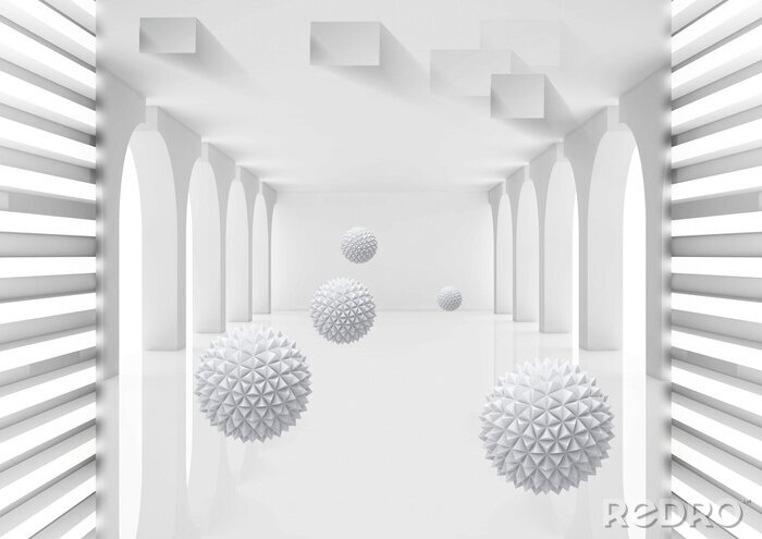 Papier peint  Boules 3D dans un tunnel
