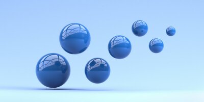 Boules bleues de différentes tailles
