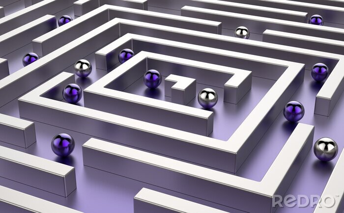Papier peint  Boules dans un labyrinthe avec une lumière violette