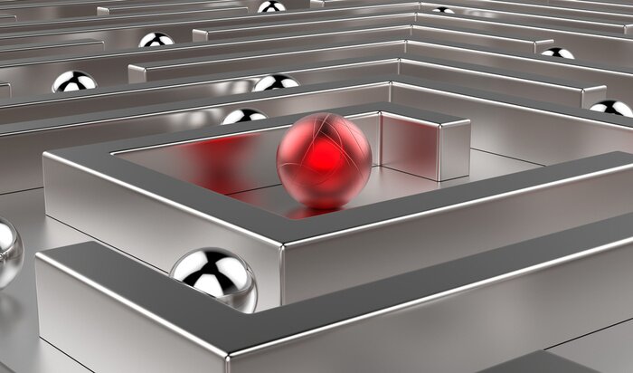 Papier peint  Boules dans un labyrinthe en métal