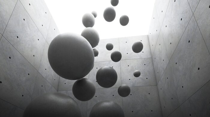 Papier peint  Boules de béton qui tombent