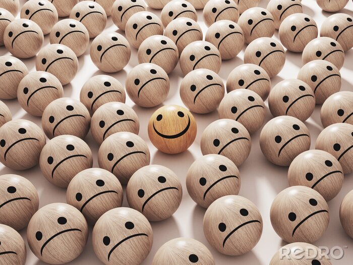 Papier peint  Boules en bois avec emojis