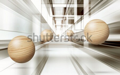 Papier peint  Boules en bois en mouvement