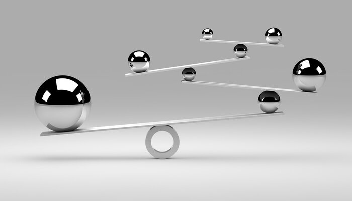 Papier peint  Boules métalliques tridimensionnelles et équilibre