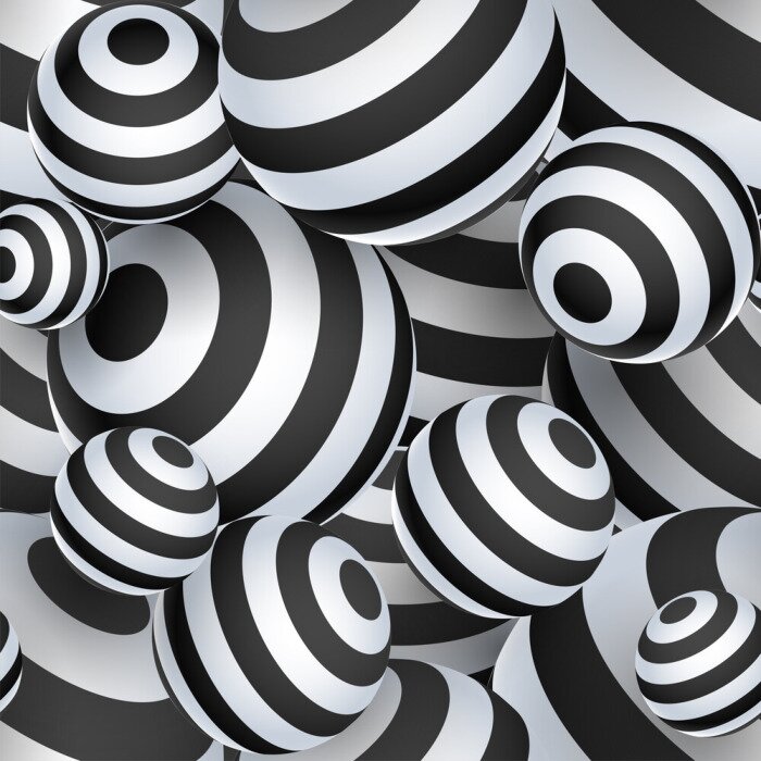 Papier peint  Boules noires et blanches