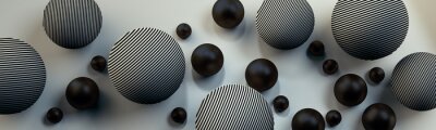 Papier peint  Boules tridimensionnelles avec des lignes noires