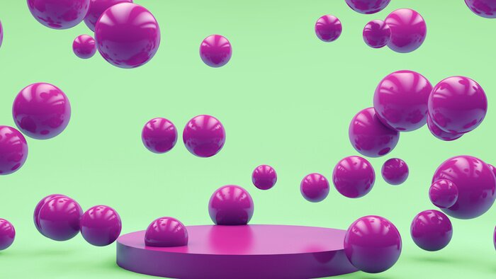 Papier peint  Boules violettes sur un fond menthe