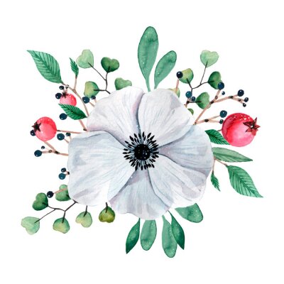 Papier peint  Bouquet de fleurs à l'aquarelle