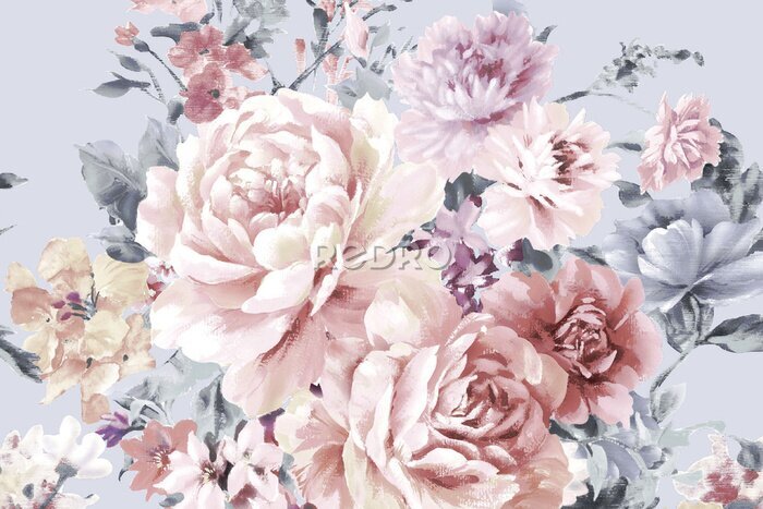 Papier peint  Bouquet romantique avec des fleurs de pivoine