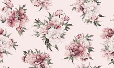 Papier peint  Bouquets romantiques de fleurs rose pâle