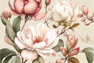 Papier peint  Bourgeons de fleurs de pivoine blanche