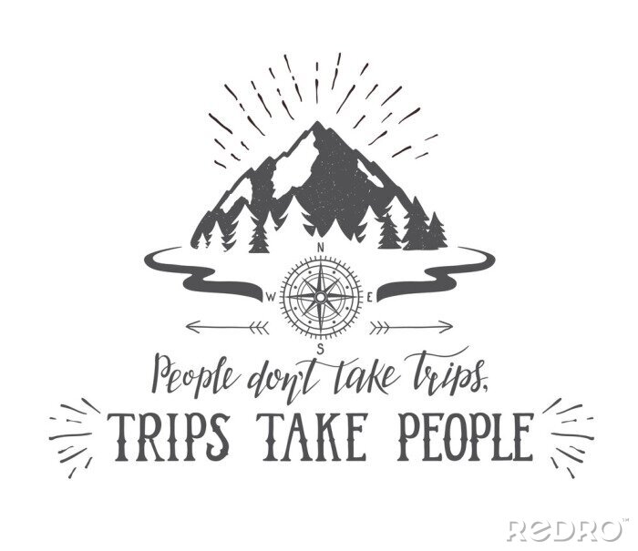 Papier peint  Boussole de montagne et une phrase sur les expéditions
