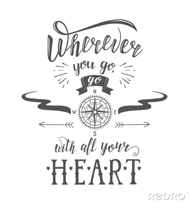 Papier peint  Boussole et phrase typographique