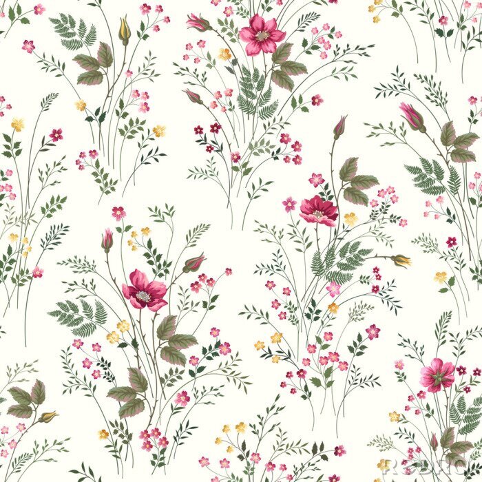 Papier peint  Boutons de rose accompagn?s d'autres fleurs