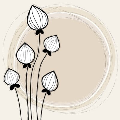 Boutons floraux sur un graphisme minimaliste