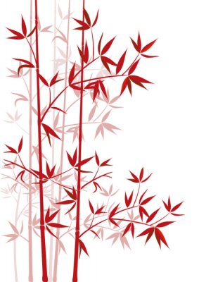 Papier peint  Branche de bambou rouge