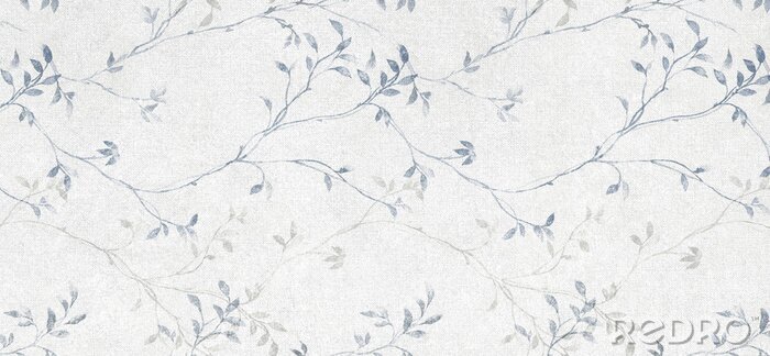 Papier peint  Branches bleues délicates sur un fond de béton