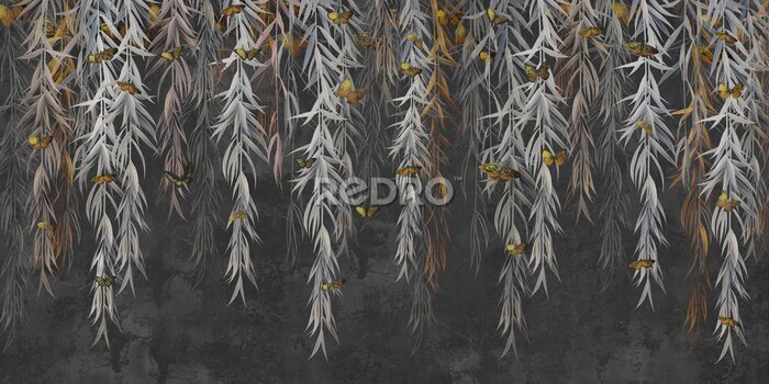 Papier peint  Branches de saule au crépuscule