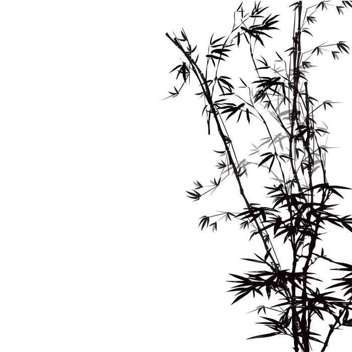 Papier peint  Brindilles de bambou noir