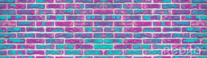 Papier peint  Briques violettes et turquoises
