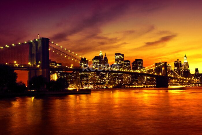 Papier peint  Brooklyn Bridge au coucher du soleil