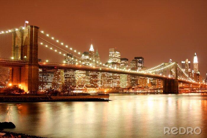 Papier peint  Brooklyn et le pont de Manhattan la nuit