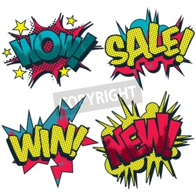 Papier peint  Bulles de BD avec des inscriptions