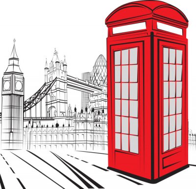Papier peint  Cabine téléphonique rouge à Londres