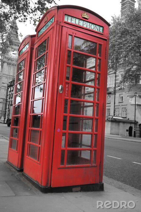 Papier peint  Cabines téléphoniques londoniennes Téléphone rouge