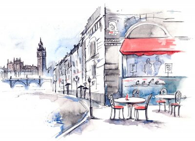Papier peint  Café avec vue sur Big Ben