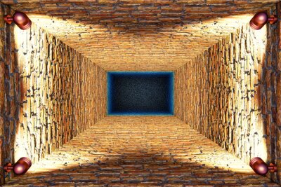 Papier peint  Cage en briques éclairée