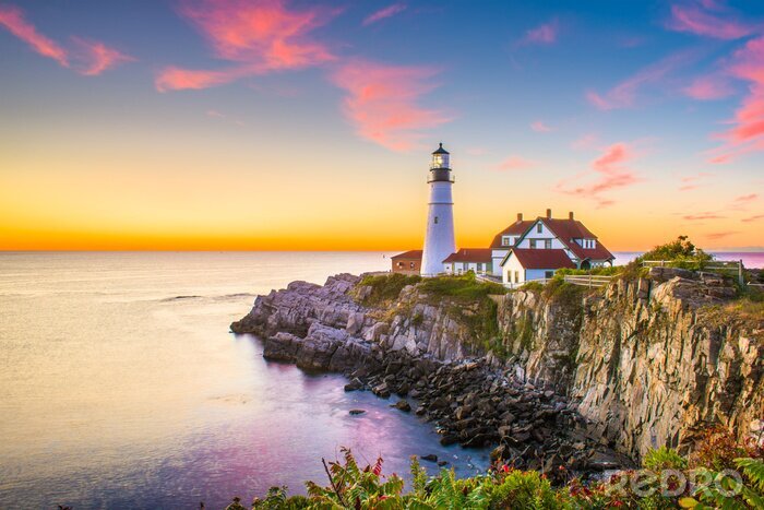 Papier peint  Cape Elizabeth, Maine, États-Unis à Portland Head Light à l'aube.