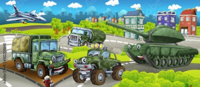 Papier peint  Caricature de véhicule militaire