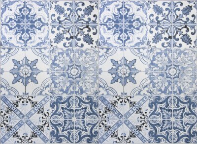 Papier peint  Carreaux décoratifs imitation bleu