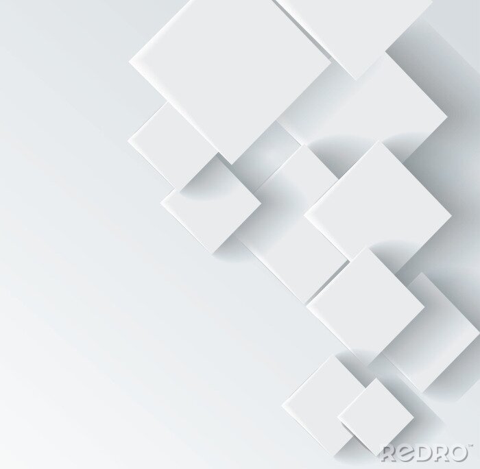 Papier peint  Carrés blancs créant une composition 3D