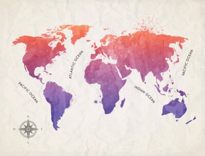 Carte aquarelle du monde