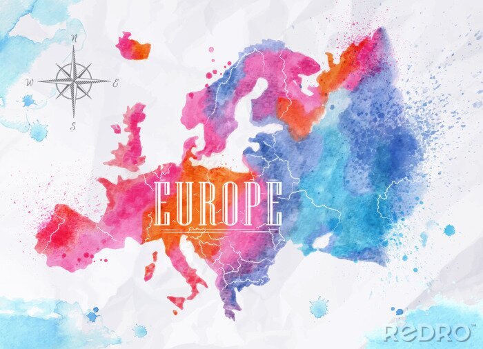 Papier peint  Carte aquarelle Europe