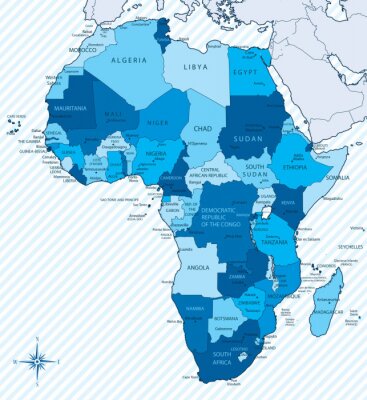 Carte bleue de l'Afrique