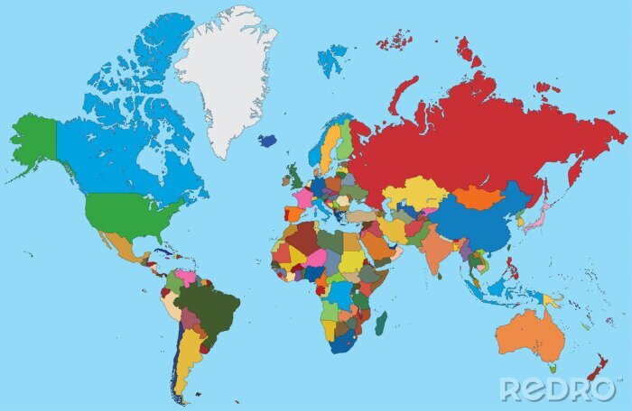 Papier peint  Carte colorée de monde