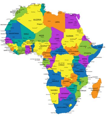 Carte colorée politique avec l'Afrique, clairement étiquetés, couches séparées. Vector illustration.