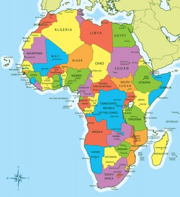 Papier peint  Carte de l'Afrique en couleurs