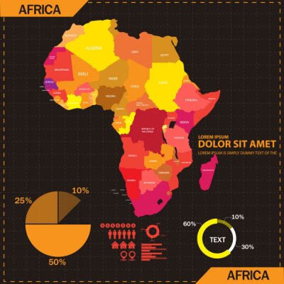 Papier peint  Carte de l'Afrique et infographie