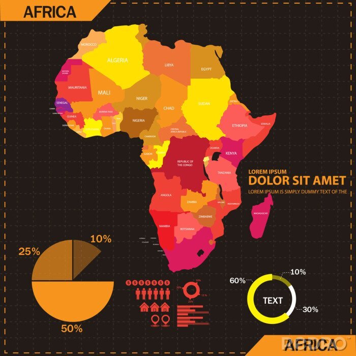 Papier peint  Carte de l'Afrique et infographie