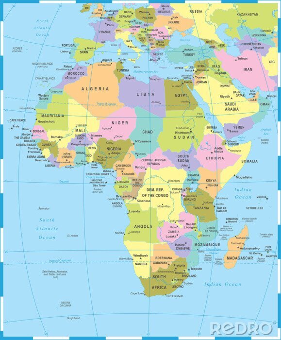 Papier peint  Carte de l'Afrique - Illustration vectorielle