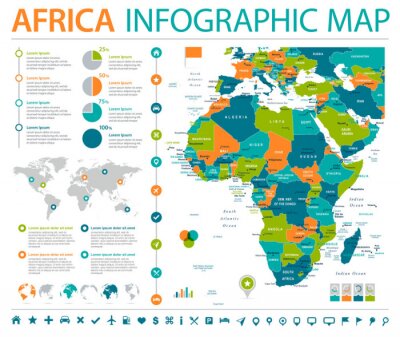 Carte de l'Afrique - Info Illustration Vectorielle