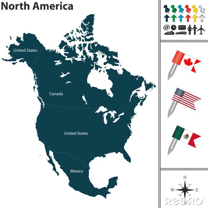 Papier peint  Carte de l'Amérique du Nord