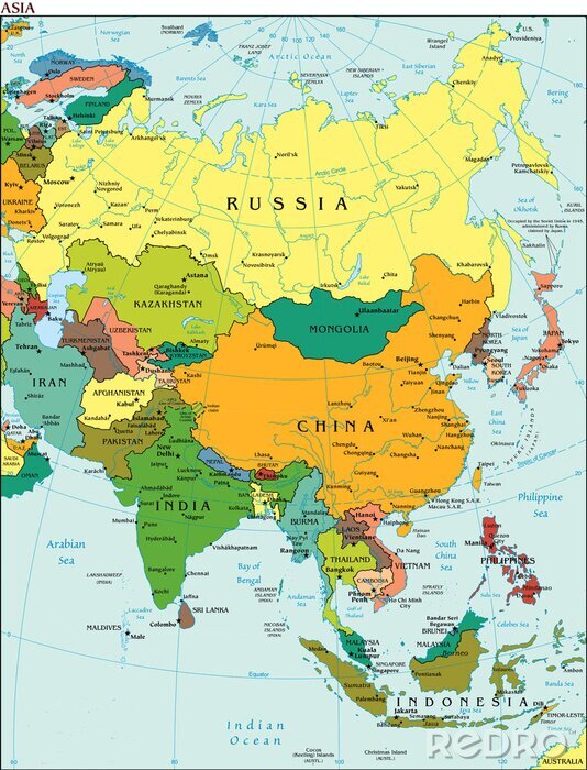 Papier peint  Carte de l'Asie sur un globe